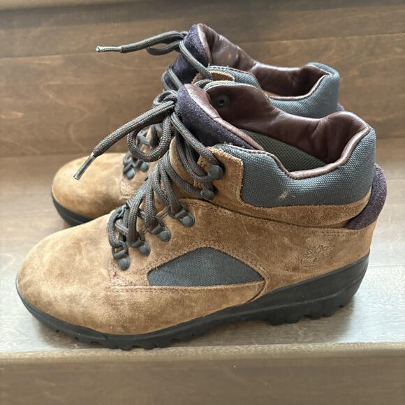 Vintage Timberland Boots Women 9 Suede Euro Hiker Waterproof Vibram 90s - Picture 1 of 12
